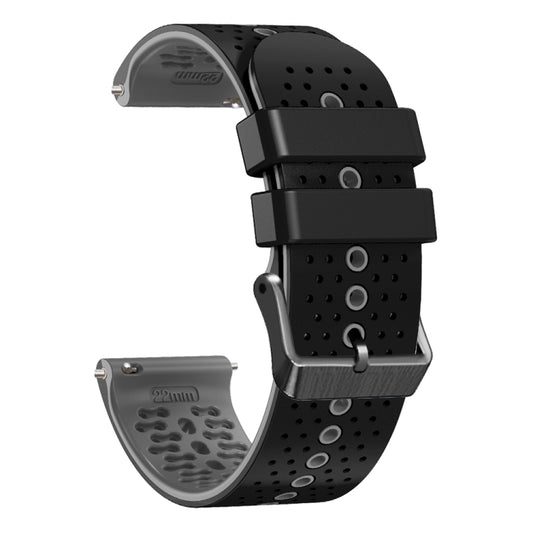 For Garmin Venu 2 22mm Perforated Two-Color Silicone Watch Band(Black+Grey) by buy2fix