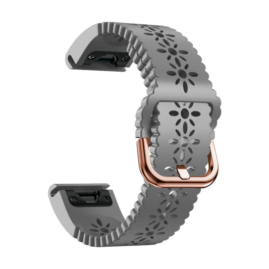 For Garmin Fenix 6S 20mm Lady's Silicone Watch Band With Lace Punch(Grey) by buy2fix
