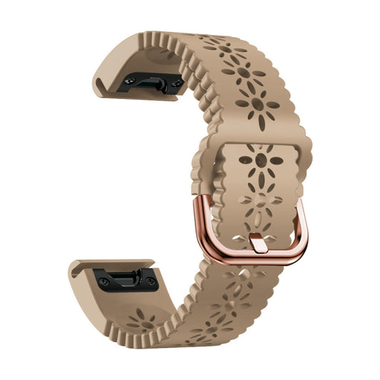 For Garmin Fenix 6S 20mm Lady's Silicone Watch Band With Lace Punch(Khaki) by buy2fix
