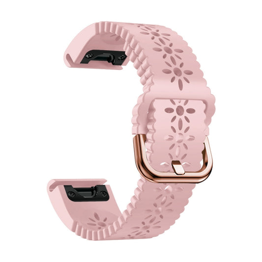 For Garmin Fenix 6S Pro 20mm Lady's Silicone Watch Band With Lace Punch(Pink) by buy2fix