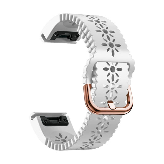 For Garmin Fenix 5S 20mm Lady's Silicone Watch Band With Lace Punch(White) by buy2fix
