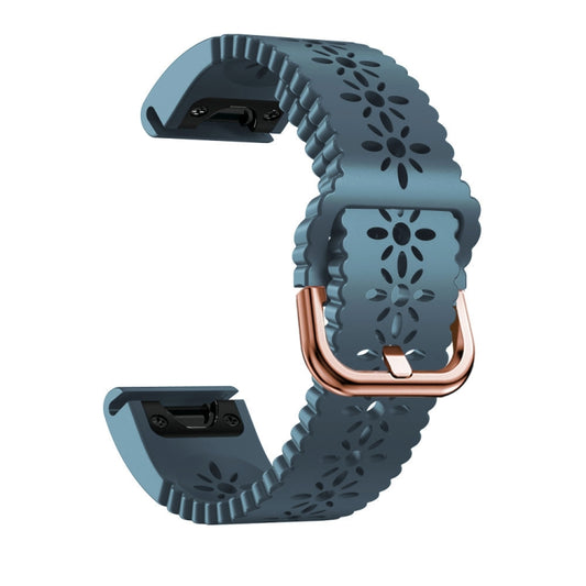 For Garmin Fenix 5S Plus 20mm Lady's Silicone Watch Band With Lace Punch(Lake Blue) by buy2fix
