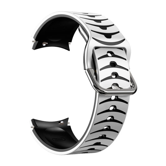 For Samsung Galaxy Watch 5 Pro 45mm Curved Texture Silicone Watch Band(White+Black) by buy2fix
