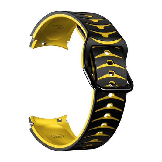 For Samsung Galaxy Watch 5 Pro 45mm Curved Texture Silicone Watch Band(Black+Yellow) by buy2fix