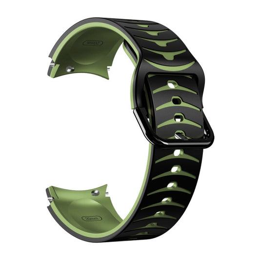 For Samsung Galaxy Watch 5 Pro 45mm Curved Texture Silicone Watch Band(Black+Green) by buy2fix