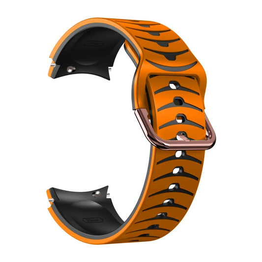 For Samsung Galaxy Watch 4 Classic 46mm Curved Texture Silicone Watch Band(Orange+Black) by buy2fix