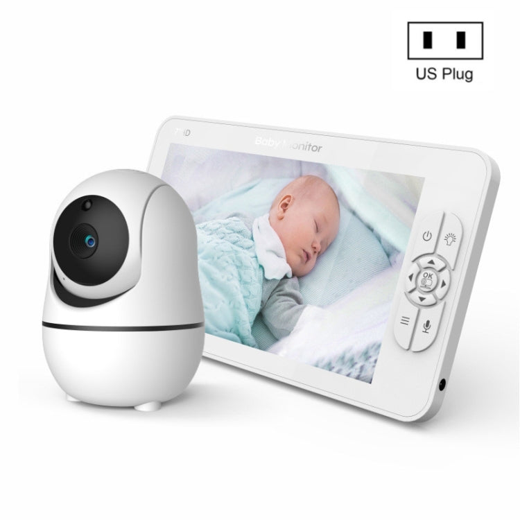 SM70PTZ 7 inch Screen 2.4GHz Wireless Digital Baby Monitor, Auto Night Vision / Two-way Voice Intercom(US Plug) by buy2fix