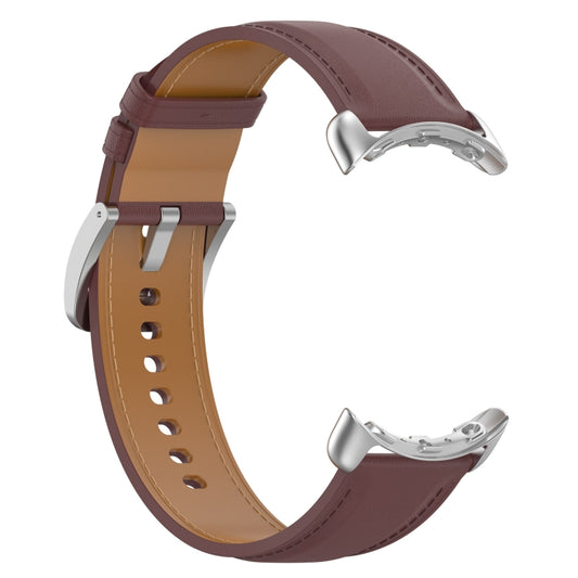 For Google Pixel Watch Leather Embossed Sewing Watch Band(Dark Brown) by buy2fix
