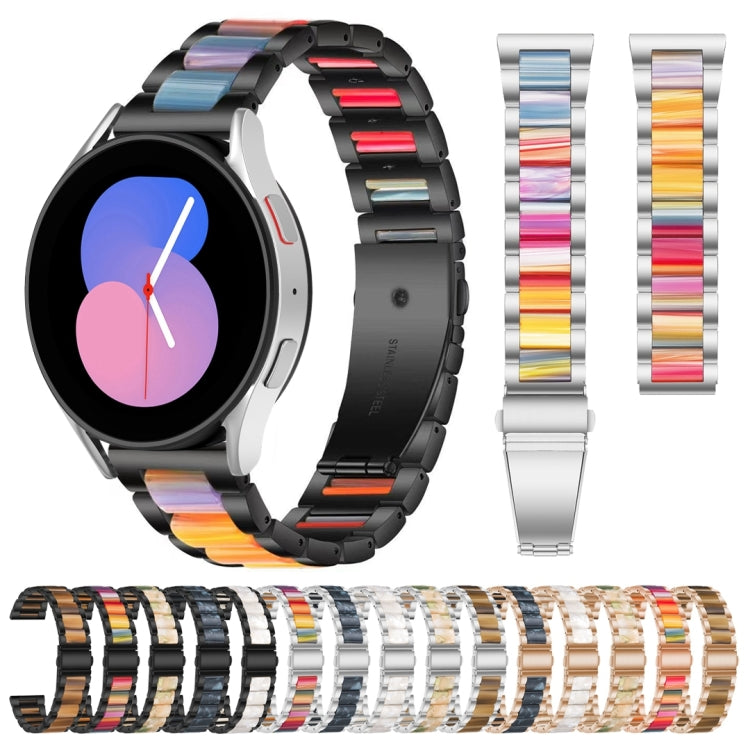 For Galaxy Watch 5 40 / 44mm Interbead Resin Metal Watch Band(Rose Gold White) by buy2fix