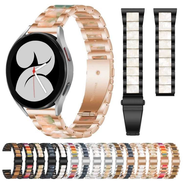 For Galaxy Watch 4 40 / 44mm Interbead Resin Metal Watch Band(Rose Gold White) by buy2fix