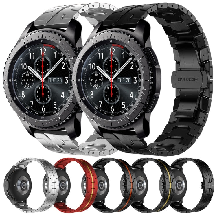 For Samsung Gear S3 Frontier Armor Stainless Steel Metal Watch Band(Black+Gold) by buy2fix