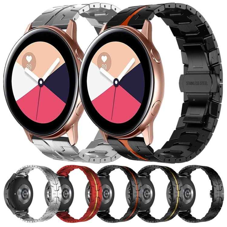 For Samsung Galaxy Watch Active Armor Stainless Steel Metal Watch Band(Red+Gold) by buy2fix