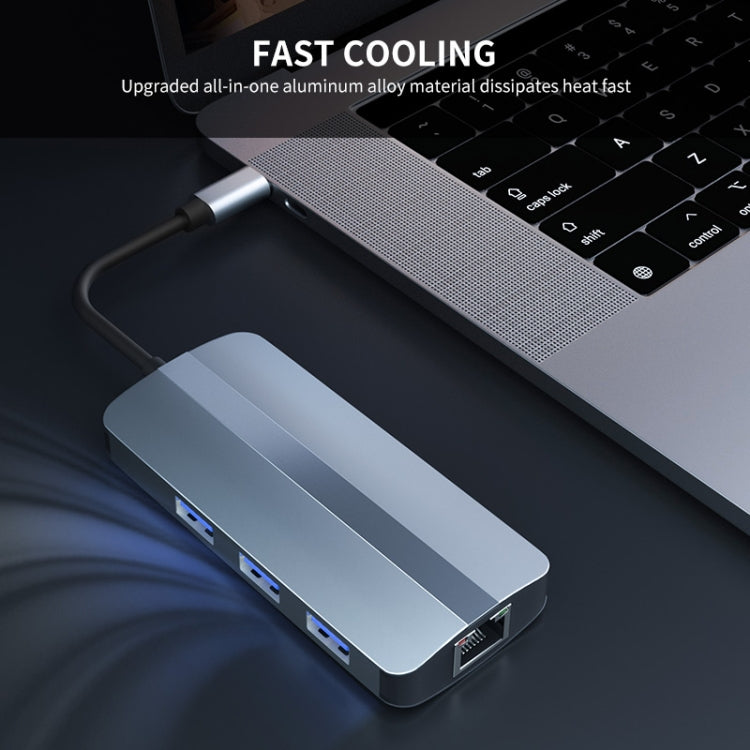 JUNSUNMAY 6 in 1 Type-C to 4K HDMI + 1000M RJ45 Ethernet Hub Docking Station Adapter by JUNSUNMAY