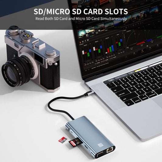 JUNSUNMAY 10 in 1 Type-C to 4K HDMI + VGA +RJ45 + 3.5mm Audio Docking Station Adapter PD Quick Charge Hub SD/TF Card Reader by JUNSUNMAY