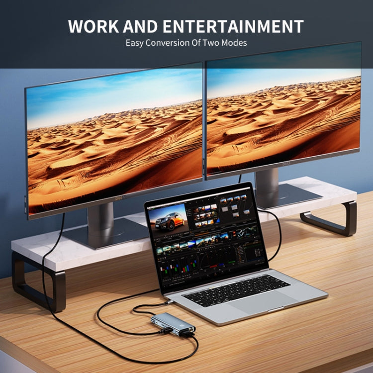 JUNSUNMAY 10 in 1 Type-C to 4K HDMI + VGA +RJ45 + 3.5mm Audio Docking Station Adapter PD Quick Charge Hub SD/TF Card Reader by JUNSUNMAY