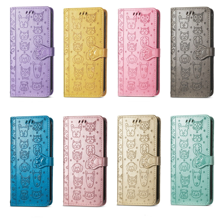 For vivo Y16 Cat and Dog Embossed Leather Phone Case(Pink) by buy2fix