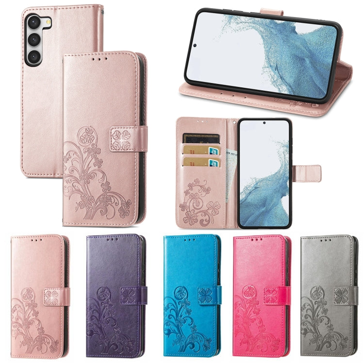 For Samsung Galaxy A54 5G Four-leaf Clasp Embossed Buckle Leather Phone Case(Rose Gold) by buy2fix
