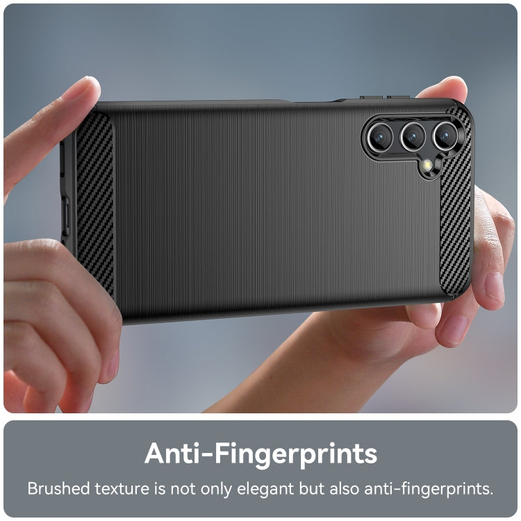 For Samsung Galaxy A14 4G Brushed Texture Carbon Fiber TPU Phone Case(Black) by buy2fix