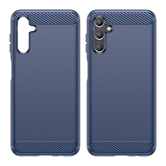 For Samsung Galaxy A14 4G Brushed Texture Carbon Fiber TPU Phone Case(Blue) by buy2fix