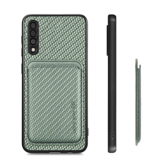 For Samsung Galaxy A50 Carbon Fiber Leather Card Magsafe Case(Green) by buy2fix