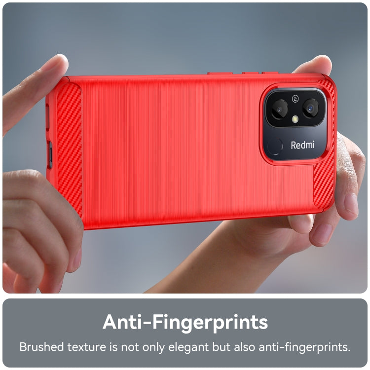 For Xiaomi Redmi 12C Brushed Texture Carbon Fiber TPU Phone Case(Red) by buy2fix