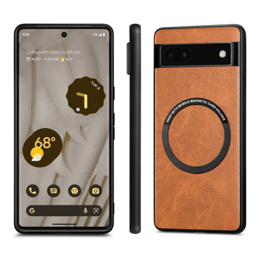 For Google Pixel 6A Solid Color Leather Phone Case(Brown) by buy2fix