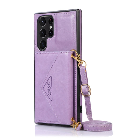 For Samsung Galaxy S23 Ultra 5G Cross-body Wallet Card Bag Leather Phone Case(Purple) by buy2fix