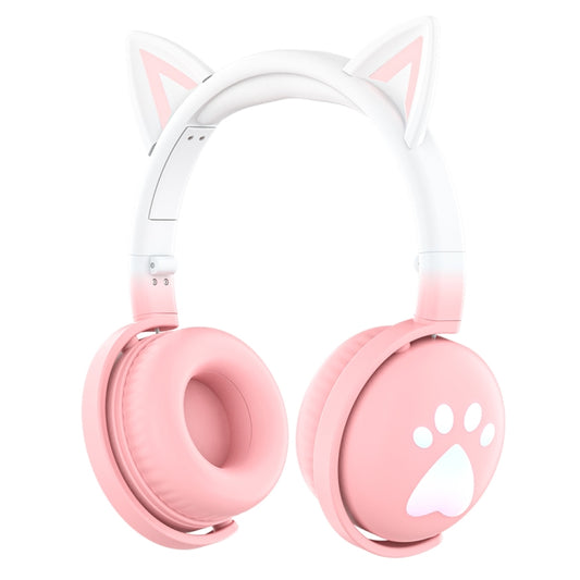 KE28 RGB Cute Cat Ears Bluetooth Wireless Music Headset with Detachable Mic(Pink) by buy2fix