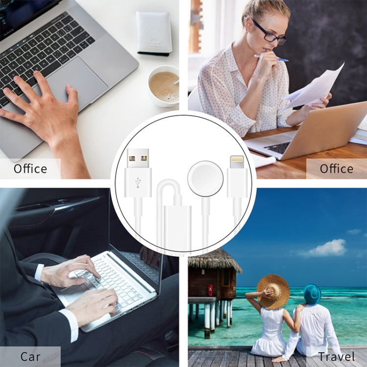 For Apple Watch Series & iPhone 2 in 1 USB Magnetic Charging Cable 1.2m by buy2fix