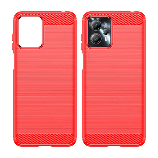 For Motorola Moto G13 Brushed Texture Carbon Fiber TPU Phone Case(Red) by buy2fix