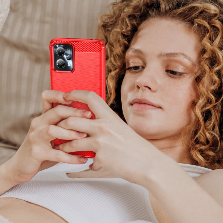 For Motorola Moto G13 Brushed Texture Carbon Fiber TPU Phone Case(Red) by buy2fix