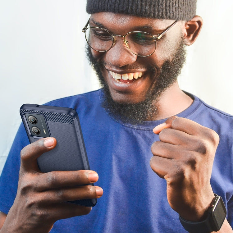 For Motorola Moto G53 5G Brushed Texture Carbon Fiber TPU Phone Case(Blue) by buy2fix