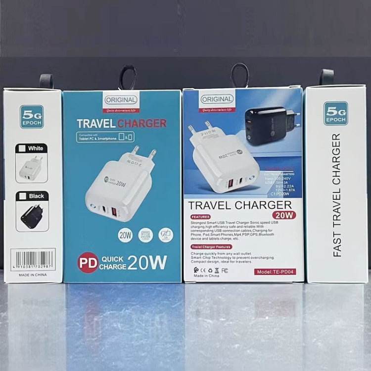 PD04 Type-C + USB Mobile Phone Charger with USB to Micro USB Cable, EU Plug(White) by buy2fix