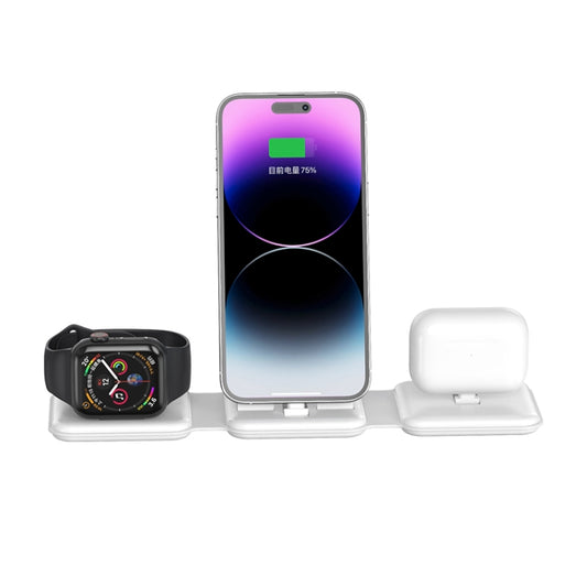A75 Folding 3 in 1 Wireless Charger Suitable for Apple Watch Mobile Phone Headset(White) by buy2fix