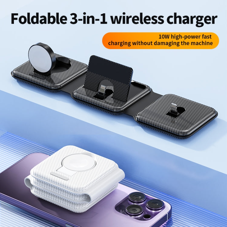 A75 Folding 3 in 1 Wireless Charger Suitable for Apple Watch Mobile Phone Headset(White) by buy2fix