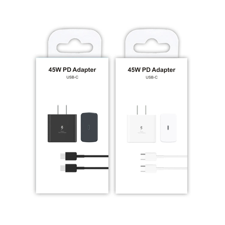 M135 45W USB-C / Type-C Port Fast Charger with 5A Type-C to Type-C Cable, US Plug(White) by buy2fix