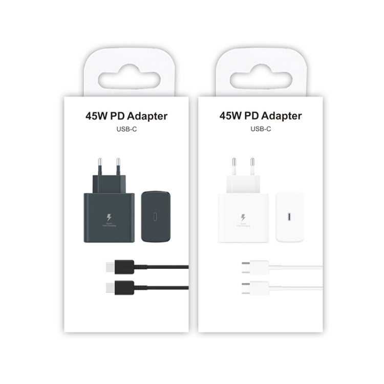 M135 45W USB-C / Type-C Port Fast Charger with 5A Type-C to Type-C Cable, EU Plug(Black) by buy2fix