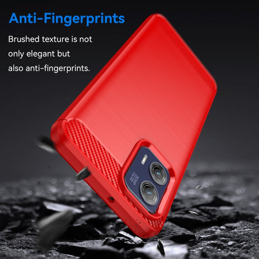 For Motorola Moto G73 Brushed Texture Carbon Fiber TPU Phone Case(Red) by buy2fix