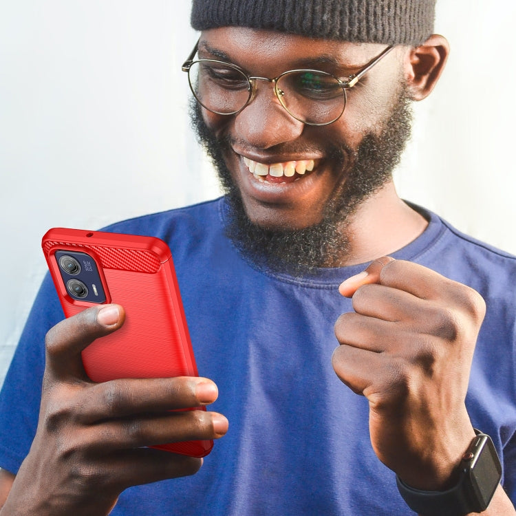 For Motorola Moto G73 Brushed Texture Carbon Fiber TPU Phone Case(Red) by buy2fix