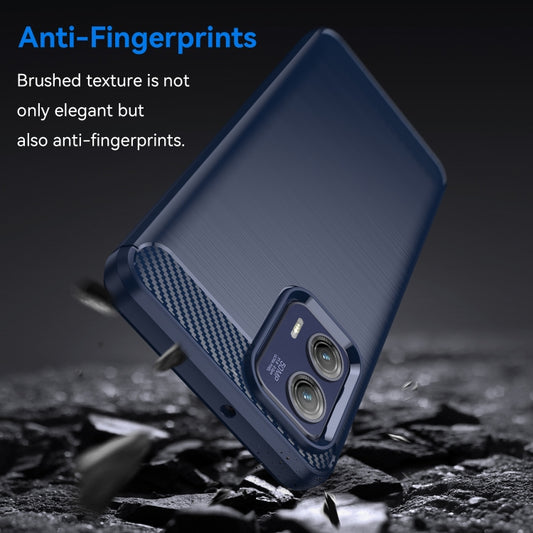 For Motorola Moto G73 Brushed Texture Carbon Fiber TPU Phone Case(Blue) by buy2fix