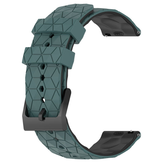 For Garmin Forerunner 255 Music 22mm Football Pattern Two-Color Silicone Watch Band(Olive Green + Black) by buy2fix