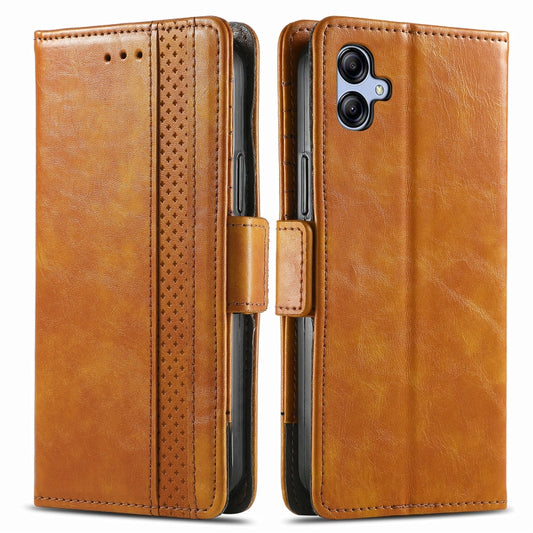 For Samsung Galaxy A04e CaseNeo Splicing Dual Magnetic Buckle Leather Phone Case(Khaki) by buy2fix