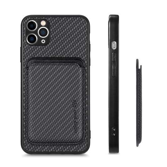 For iPhone 11 Carbon Fiber Leather Card Magsafe Magnetic Phone Case(Black) by buy2fix