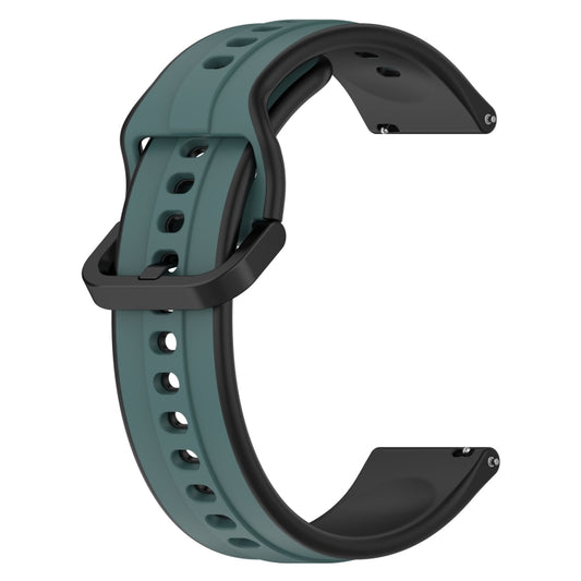 For Xiaomi Watch S1 Active 22mm Convex Loop Two-Color Silicone Watch Band(Olive Green + Black) by buy2fix