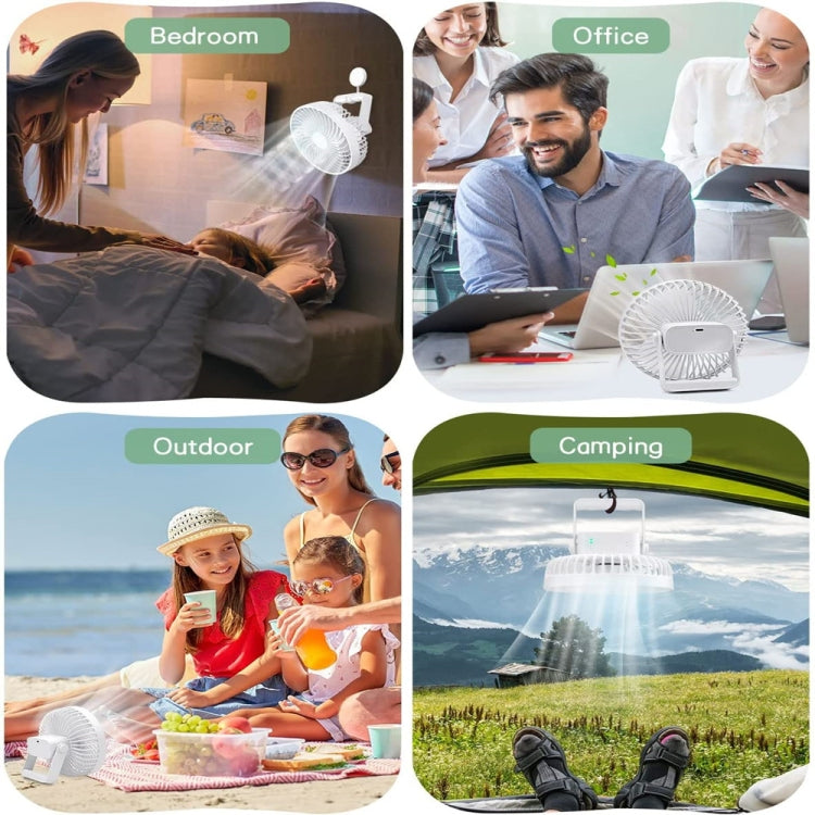 Multifunctional LED Rechargeable Outdoor Portable Tent Camping Fan(Black) by buy2fix