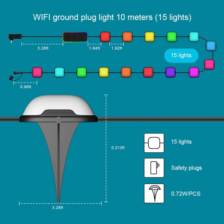 CP01 Outdoor WIFI Smart APP Control Garden Lamp Music Sync Outdoor Ground Lights(US Plug) by buy2fix