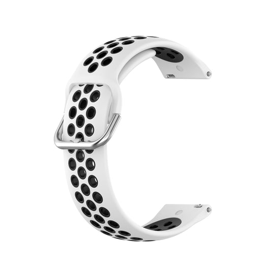 For Garmin Venu SQ 20mm Perforated Breathable Sports Silicone Watch Band(White+Black) by buy2fix