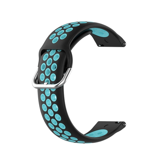 For Huawei Watch 3 Pro 22mm Perforated Breathable Sports Silicone Watch Band(Black+Blue) by buy2fix