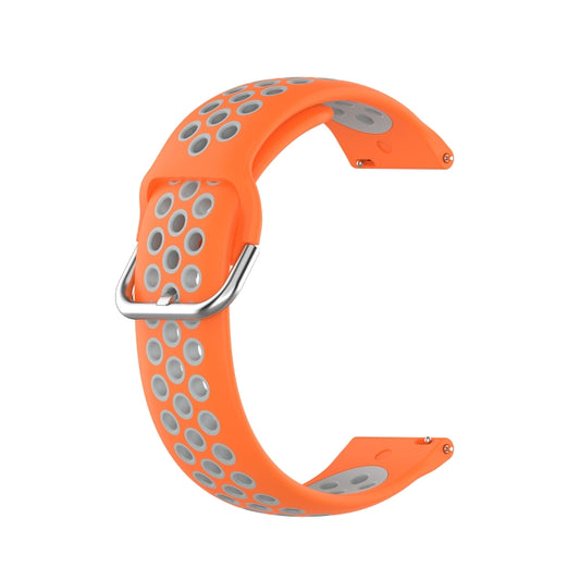 For Garmin Forerunner 265 22mm Perforated Breathable Sports Silicone Watch Band(Orange+Grey) by buy2fix