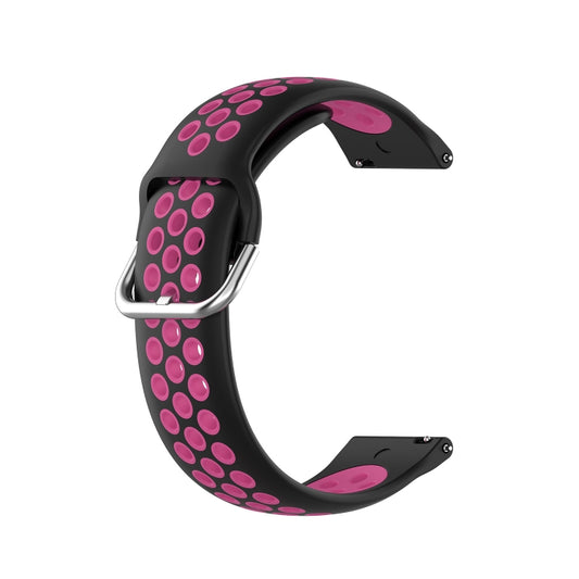 For Garmin Forerunner 255 22mm Perforated Breathable Sports Silicone Watch Band(Black+Rose Red) by buy2fix